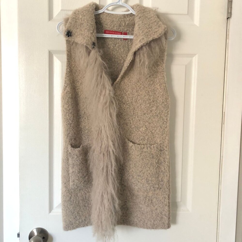 Authentic Saks fifth avenue vest with luxury real fur S